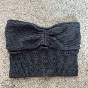 American Eagle, Washed Black Chrochet Cropped Tube Top, Size Med.